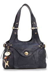 Catwalk Collection Handbags - Women's Leather Top Handle/Shoulder Bag - ROXANNA - Black